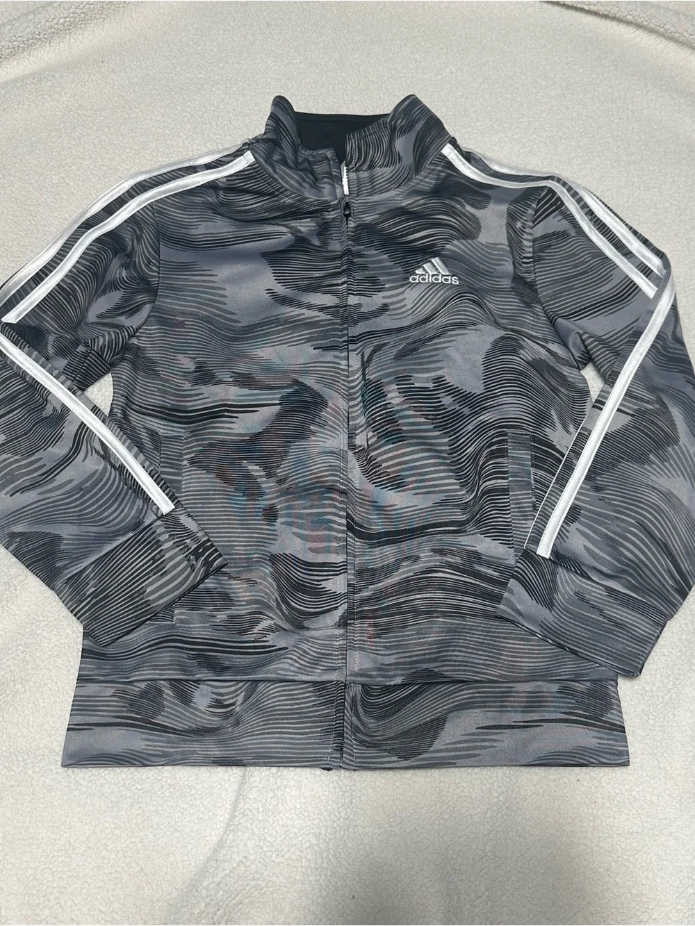 adidas Kids' Gray & Black Patterned Jacket